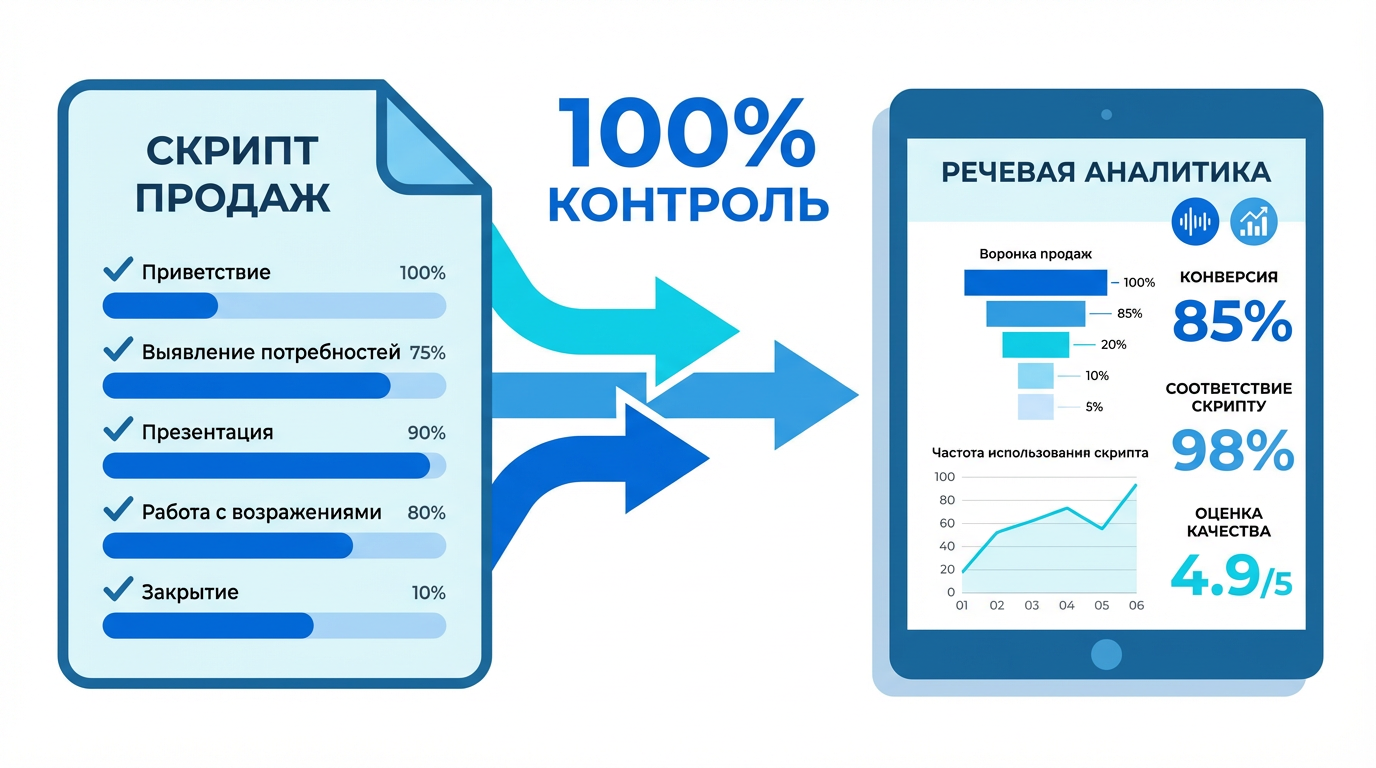 Скрипты продаж и речевая аналитика — автоматический контроль звонков