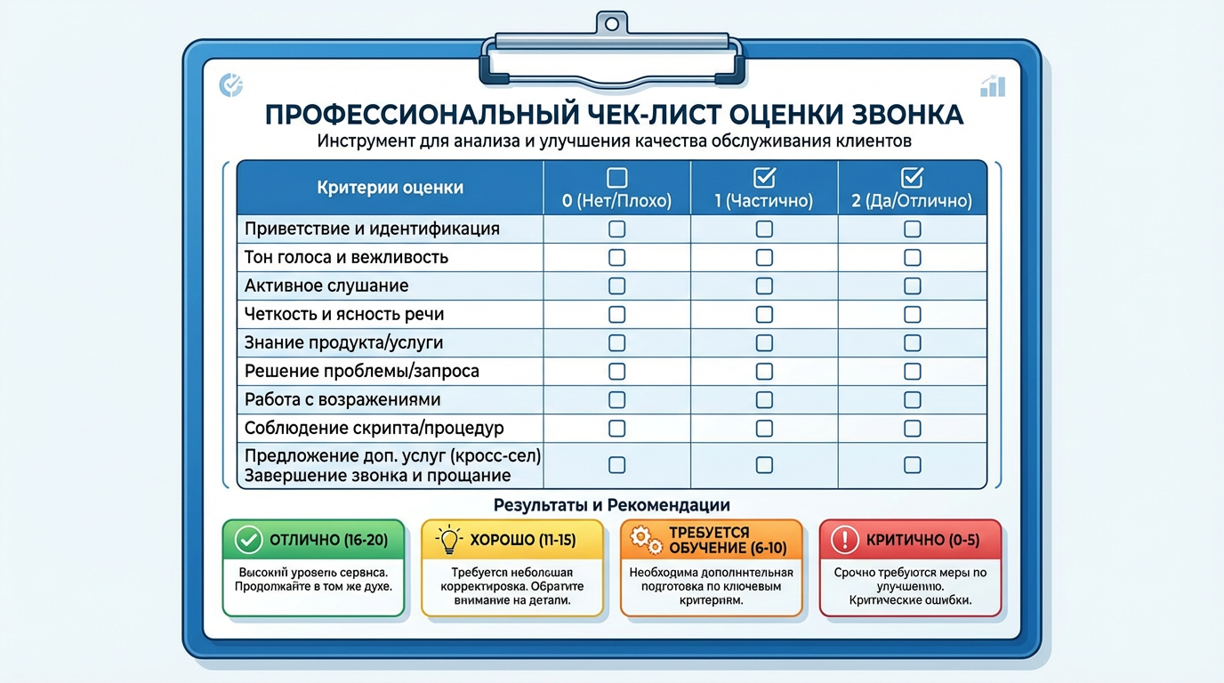 Чек-лист критериев оценки звонков