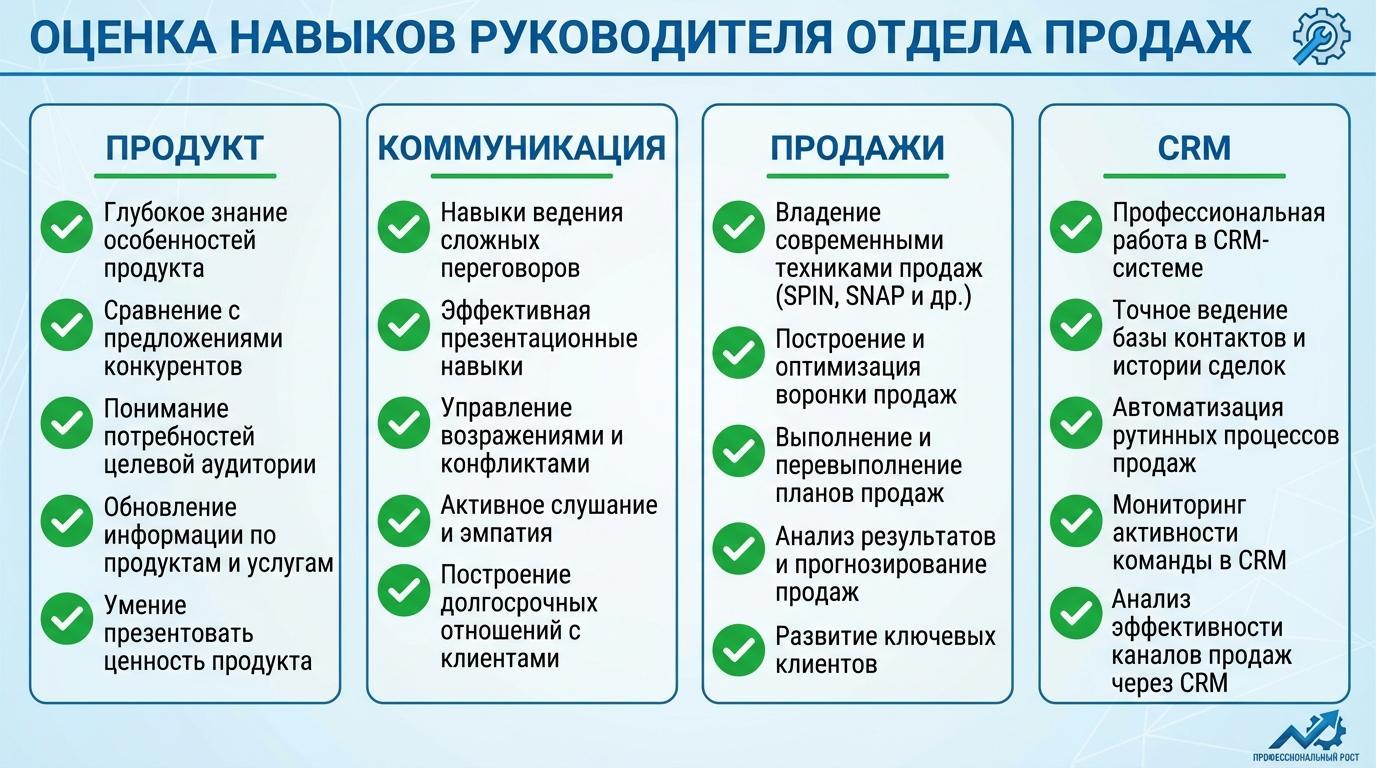 Чек-лист навыков менеджера по продажам
