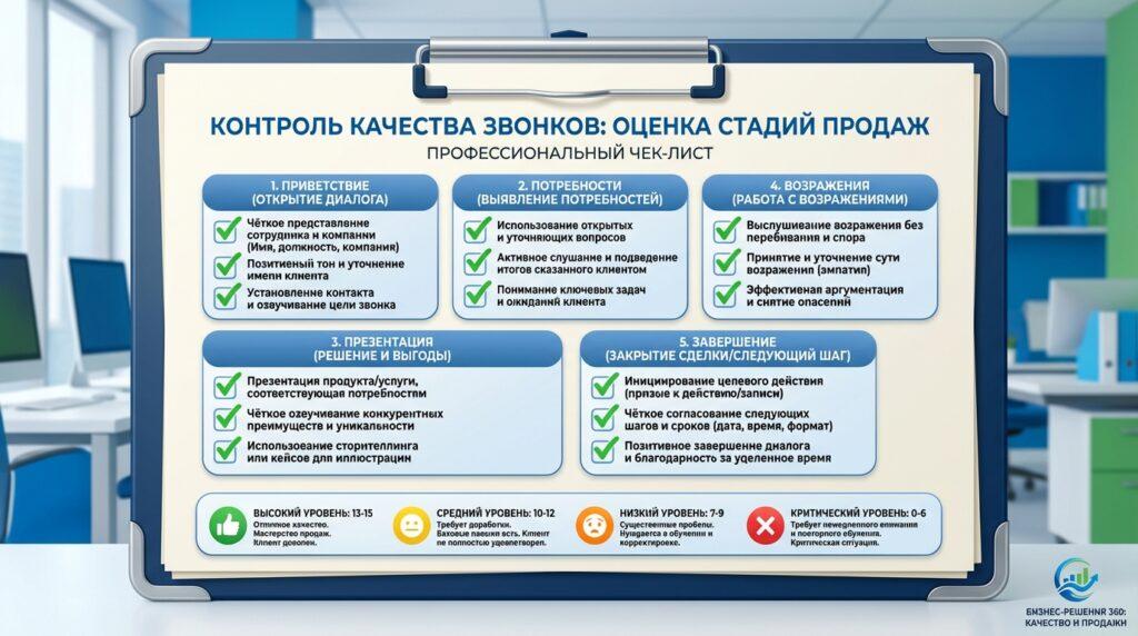 Чек-лист контроля качества звонков в отделе продаж