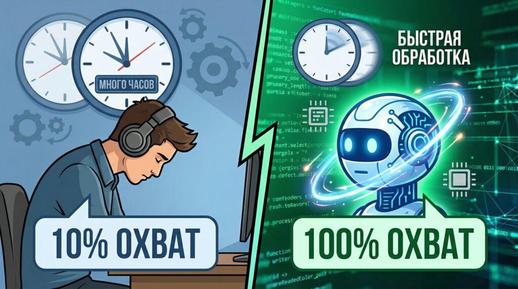 Сравнение ручного и автоматического анализа звонков