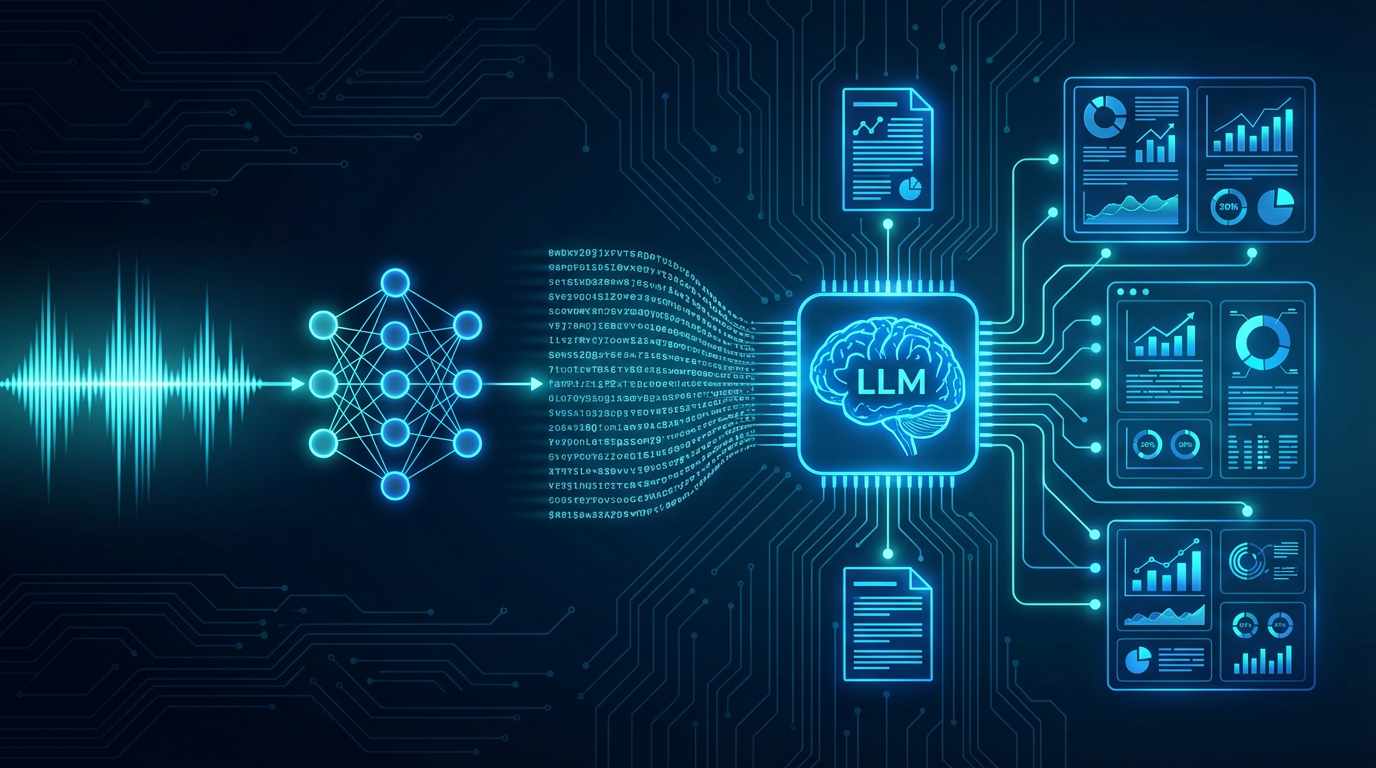 Схема работы AI речевой аналитики — транскрибация и анализ нейросетью