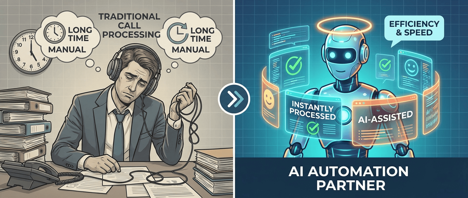 Сравнение ручного прослушивания и автоматического ИИ-анализа звонков