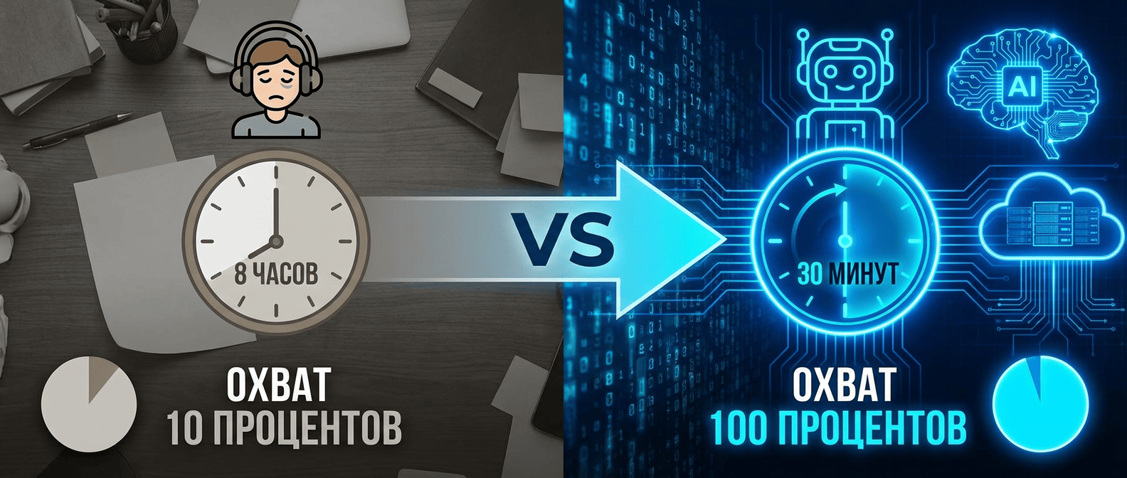 Сравнение ручного прослушивания и автоматического анализа звонков