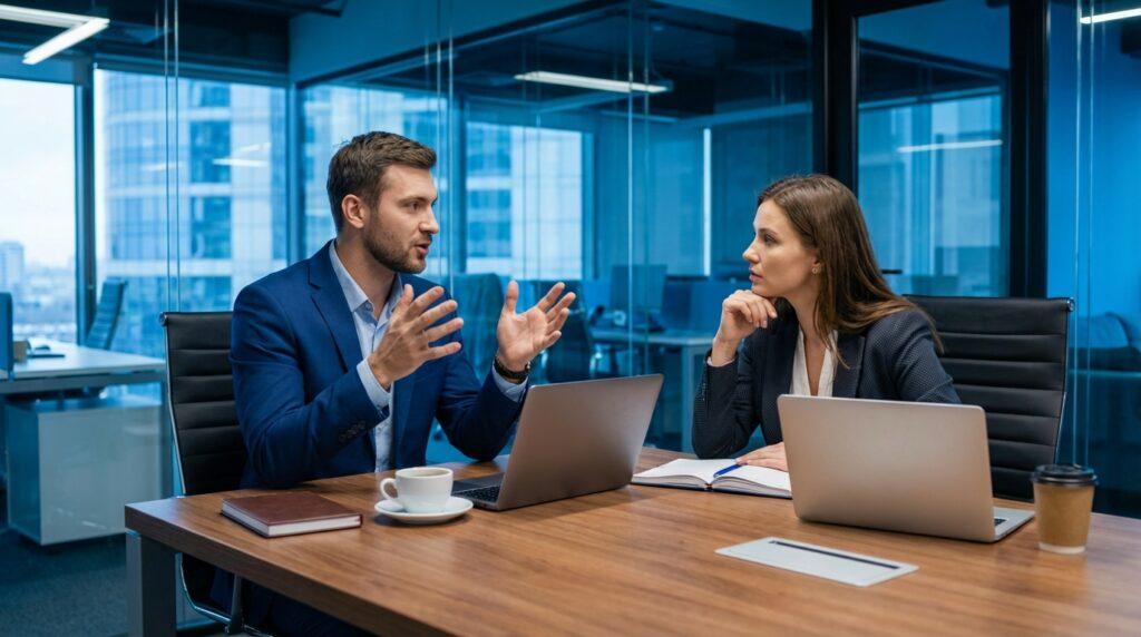 Работа с возражениями в продажах — менеджер ведёт переговоры с клиентом