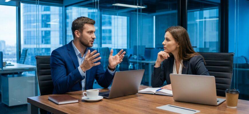 Работа с возражениями в продажах — менеджер ведёт переговоры с клиентом