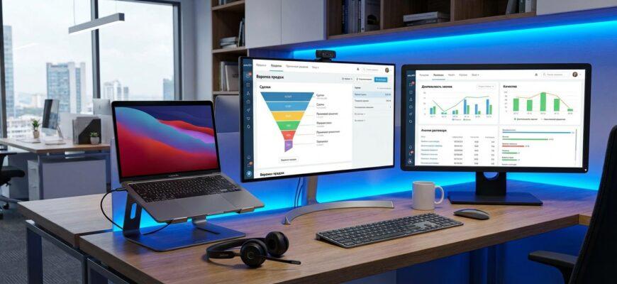 Рабочее место РОПа с несколькими мониторами и аналитикой