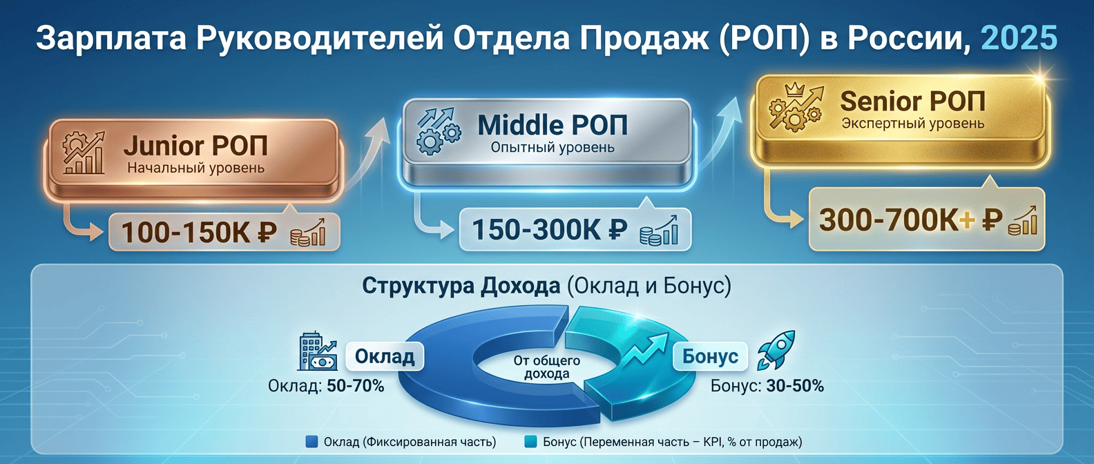 Инфографика уровней зарплаты руководителя отдела продаж