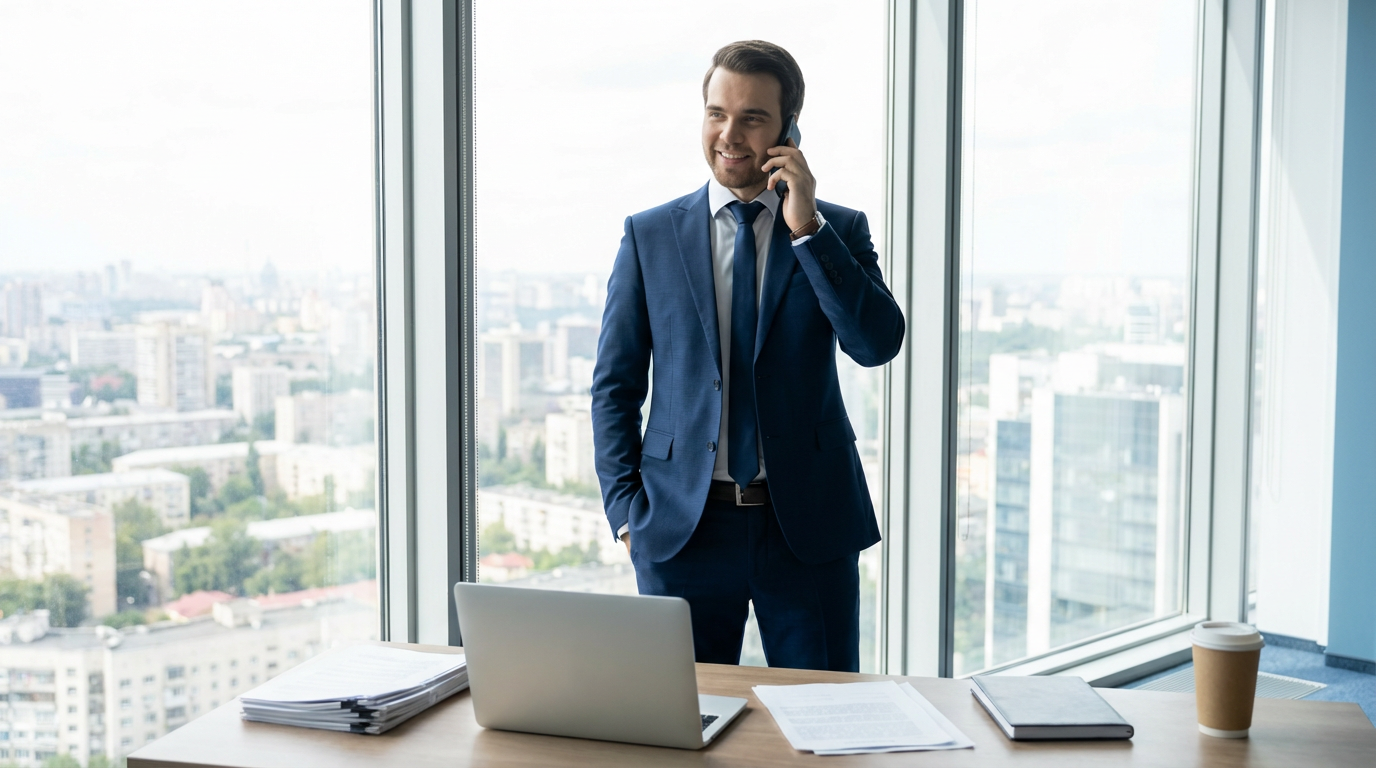 Риэлтор совершает холодный звонок клиенту