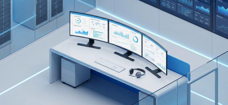 Контроль диспетчера: рабочее место с мониторами KPI и аналитики