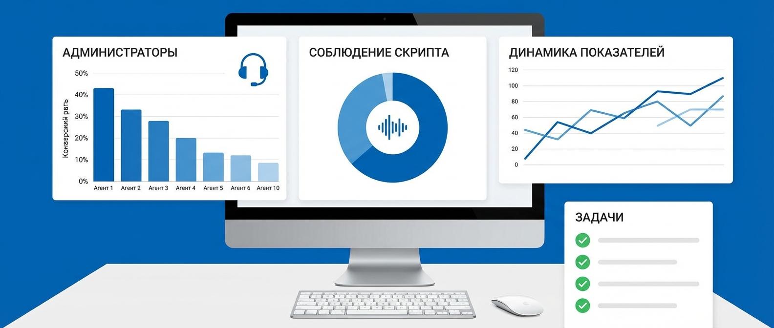 Контроль качества звонков администраторов клиники - дашборд речевой аналитики