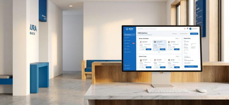 CRM для клиники - интерфейс системы управления записями пациентов на экране администратора