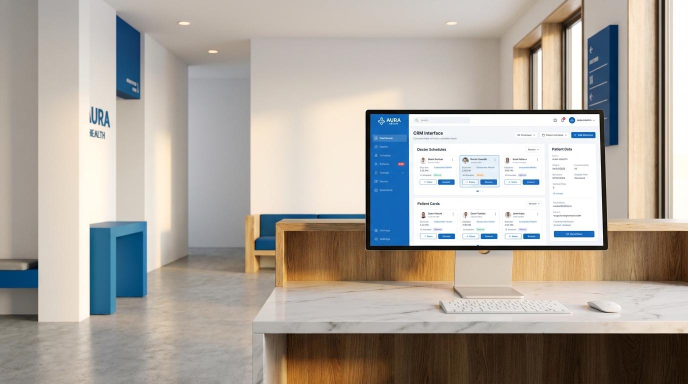 CRM для клиники - интерфейс системы управления записями пациентов на экране администратора