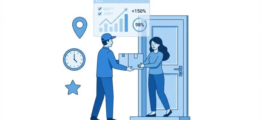 Контроль качества доставки - курьер передает заказ клиенту с цифровым мониторингом метрик