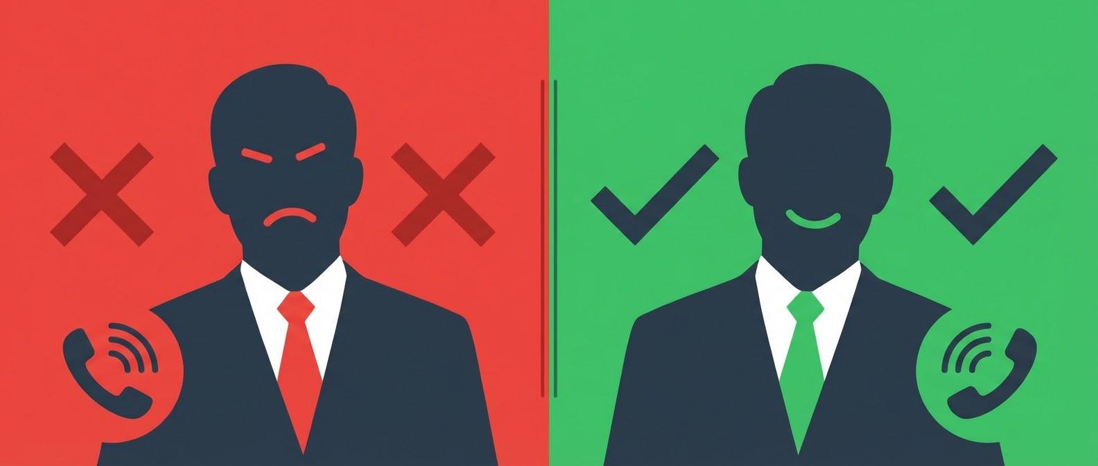 Сравнение правильных и неправильных фраз при работе с претензией клиента по телефону