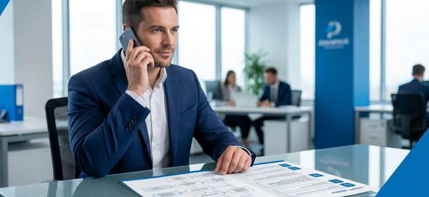 Менеджер по продажам работает со скриптом холодного звонка