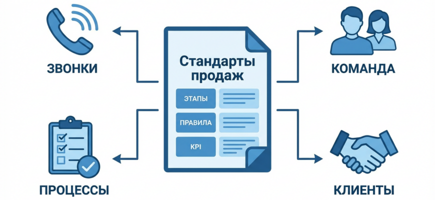 Стандарты продаж: структура документа с этапами работы отдела