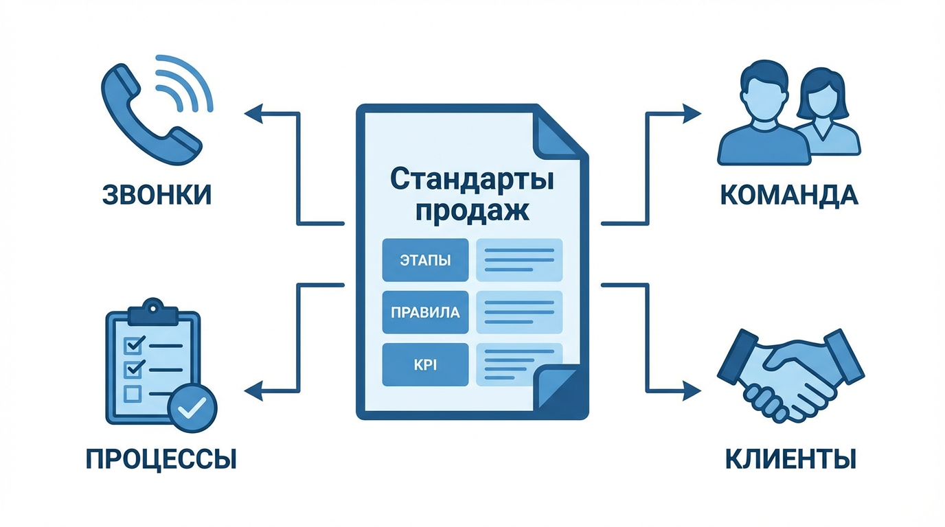 Стандарты продаж: структура документа с этапами работы отдела