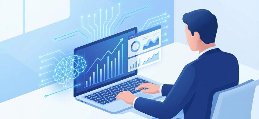 Внедрение ИИ для бизнеса -- руководитель анализирует данные на дашборде