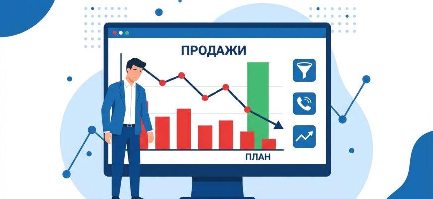 Невыполнение плана продаж - руководитель анализирует причины на дашборде