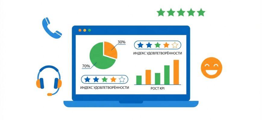 Оценка качества обслуживания - дашборд с показателями и метриками клиентского сервиса
