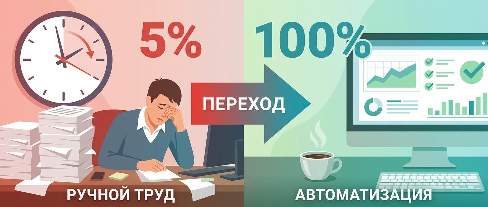 Сравнение ручной прослушки звонков (5% охвата) и автоматической (100%)