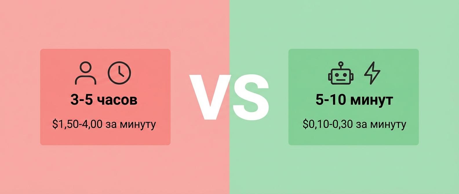 Сравнение ручной и нейросетевой транскрибации - экономия времени и стоимости