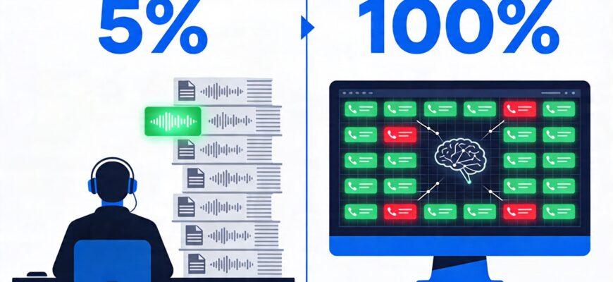 Автоматизация контроля качества звонков: переход от ручной прослушки 5% звонков к ИИ-анализу 100%