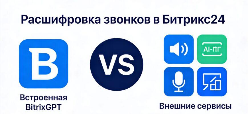 Расшифровка звонков в Битрикс24: сравнение встроенной BitrixGPT и внешних сервисов
