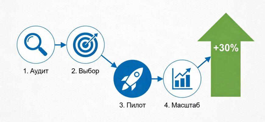 Внедрение ИИ в бизнес-процессы: пошаговый план из 4 шагов для отдела продаж