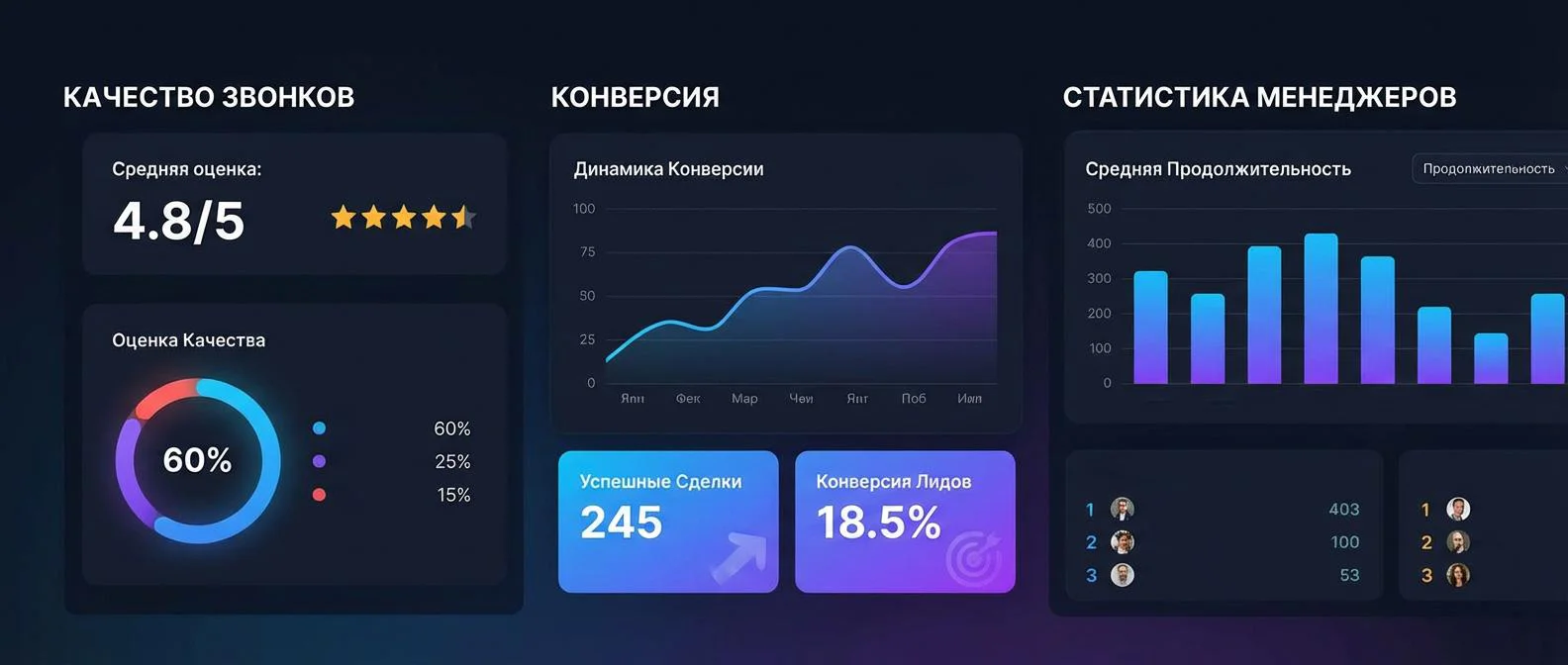 Дашборд речевой аналитики — анализ звонков отдела продаж
